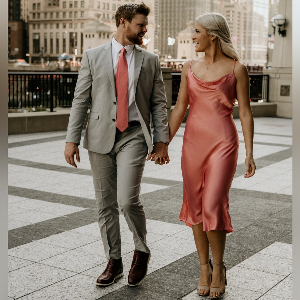 Stunning pink cowl neck dress